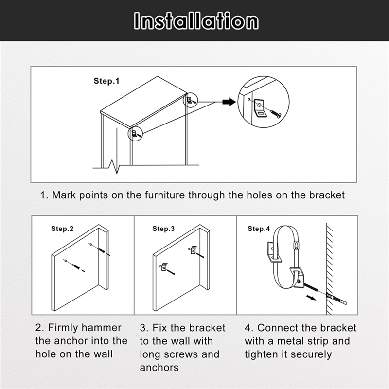 Earthquake Anchor Strap - Sangles AT19-Earthquake pour armoire d'étagère, ancrages