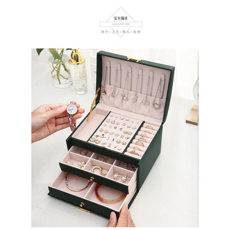 Lockbox Key Secure - Boîte à bijoux en cuir PU