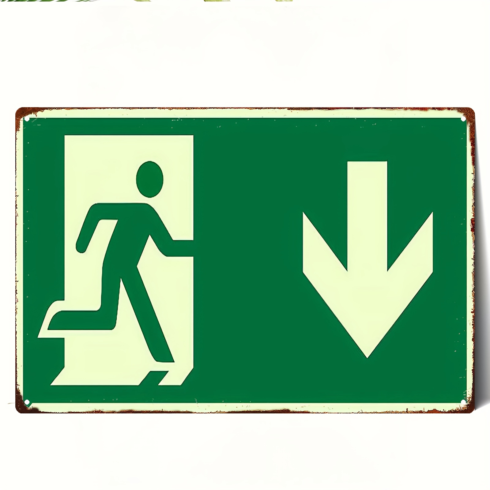 Emergency Exit Sign - Panneau en métal vintage 2D |