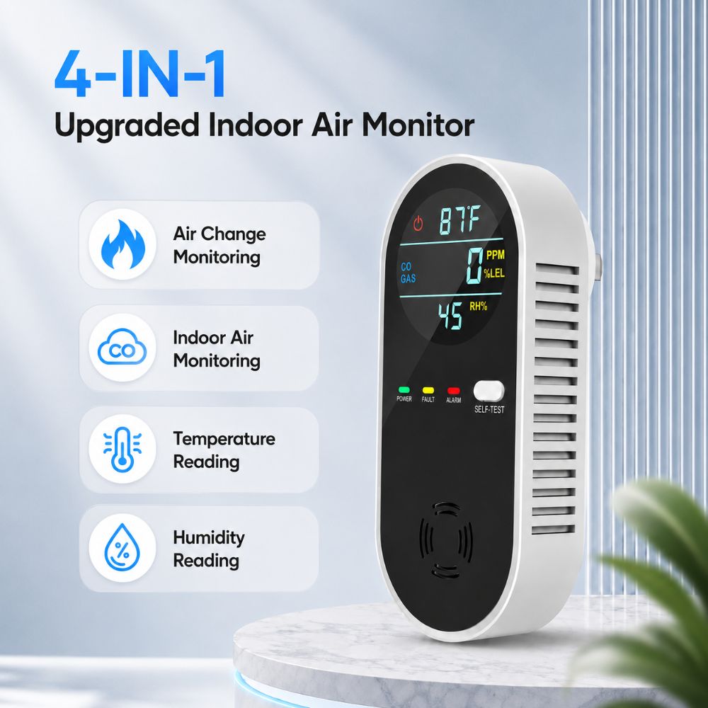Co Detector Plug - Détecteur de gaz multifonctionnel 4-en-1 avec