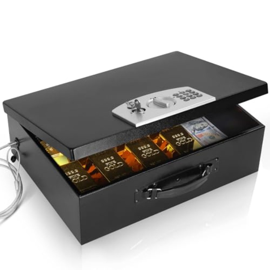 Fire Safe Document - Coffre-fort portable en métal avec serrure