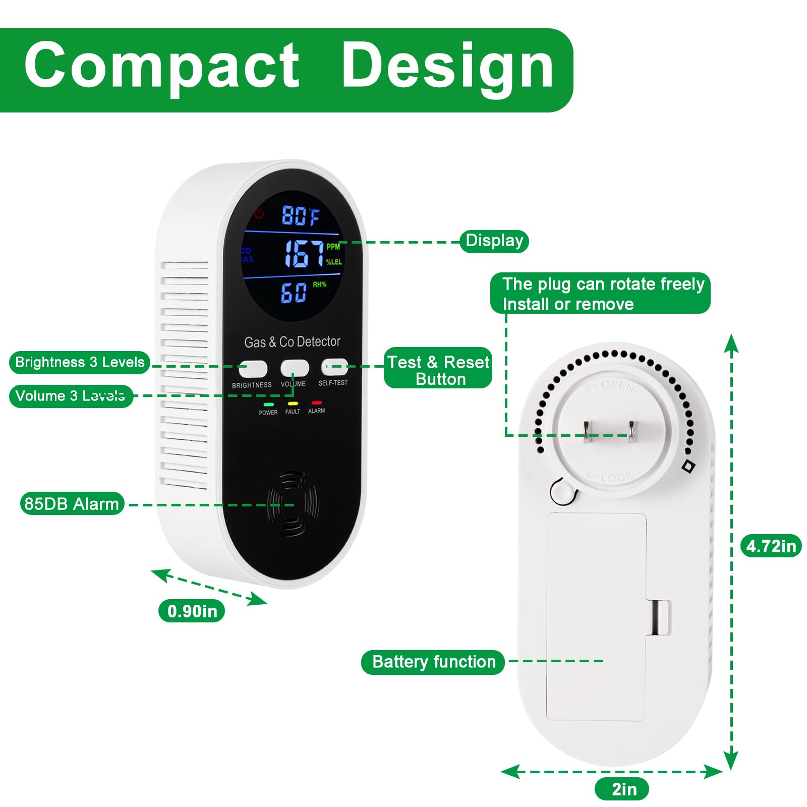 Détecteur combiné 5-en-1 de ga - Co Detector Plug avis et prix