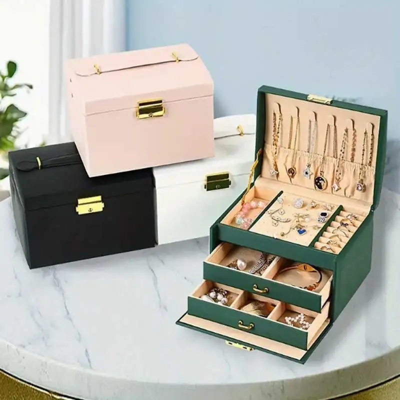 Boîte à bijoux en cuir PU à tr - Lockbox Key Secure avis et prix