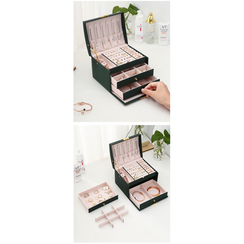 Boîte à bijoux en cuir PU à tr - Lockbox Key Secure avis et prix