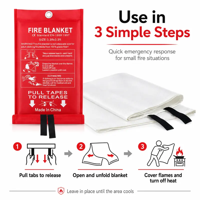 Lot de 4 couvertures anti-feu  - Fire Blanket Kitchen avis et prix